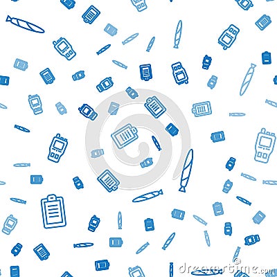 Set line Police report, Marijuana joint and Walkie talkie on seamless pattern. Vector Vector Illustration