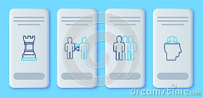 Set line Project team base, Users group, Business strategy and icon. Vector Stock Photo