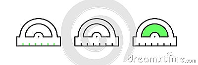 Set line Protractor grid for measuring degrees icon isolated on white background. Tilt angle meter. Measuring tool Stock Photo
