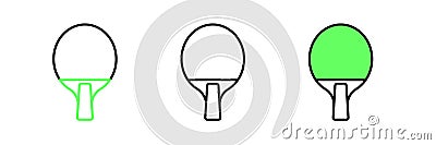 Set line Racket for playing table tennis icon isolated on white background. Vector Vector Illustration