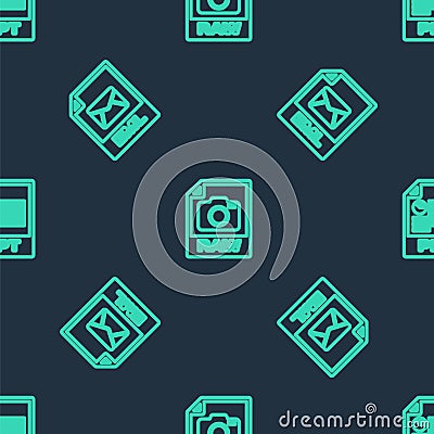 Set line RAW file document, EML and PPT on seamless pattern. Vector Vector Illustration