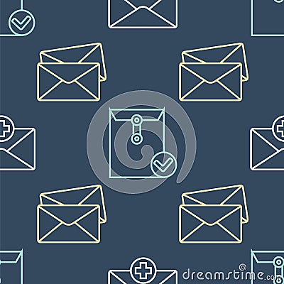 Set line Received message concept, Envelope and Envelope and check mark on seamless pattern. Vector Vector Illustration