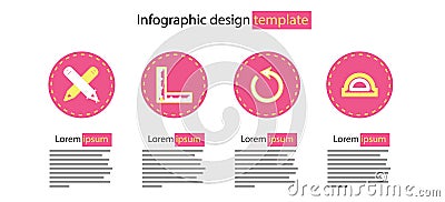 Set line Refresh, Protractor grid, Folding ruler and Crossed pencil icon. Vector Vector Illustration