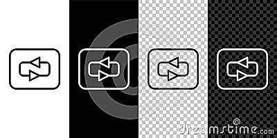 Set line Repeat button icon isolated on black and white, transparent background. Vector Vector Illustration