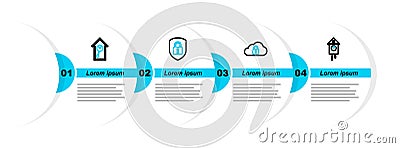 Set line Retro wall watch, Cloud computing lock, Shield security with and icon. Vector Vector Illustration