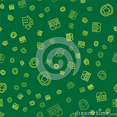 Set line Sale house, House under protection and on seamless pattern. Vector Stock Photo