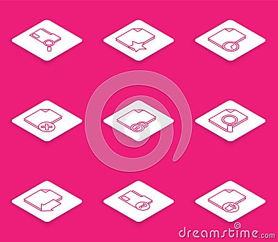 Set line Search concept with folder, Document star, clock, Delete file document, and, search, download and Unknown icon Vector Illustration