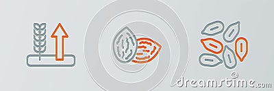Set line Seed, Wheat and icon. Vector Stock Photo