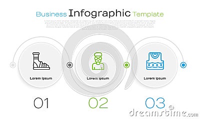 Set line Slippers with socks, Nerd geek and Waistcoat. Business infographic template. Vector Vector Illustration