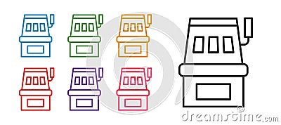 Set line Slot machine icon isolated on white background. Set icons colorful. Vector Stock Photo
