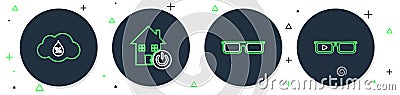 Set line Smart home, Glasses, Humidity and glasses icon. Vector Vector Illustration