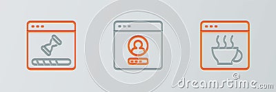 Set line Software, Loading data window and Create account screen icon. Vector Stock Photo