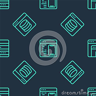 Set line Software, Server, Data, Web Hosting and on seamless pattern. Vector Vector Illustration