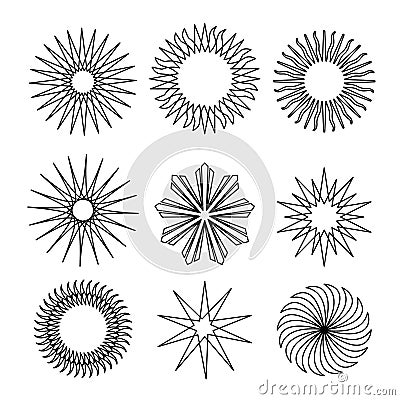 Set of Line Star Shapes Symbol Icon Vector illustration. Vector Illustration