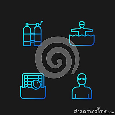 Set line Swimmer, Water polo, Aqualung and gymnastics. Gradient color icons. Vector Vector Illustration