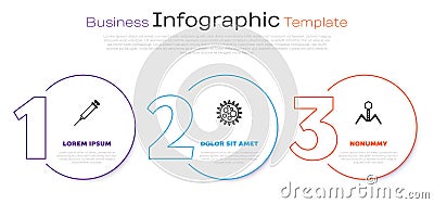 Set line Syringe, Virus and Bacteria bacteriophage. Business infographic template. Vector Vector Illustration