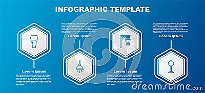 Set line Table lamp, Chandelier, Vintage street light and Floor. Business infographic template. Vector Vector Illustration