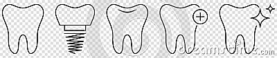 Set of line teeth icons Vector Illustration