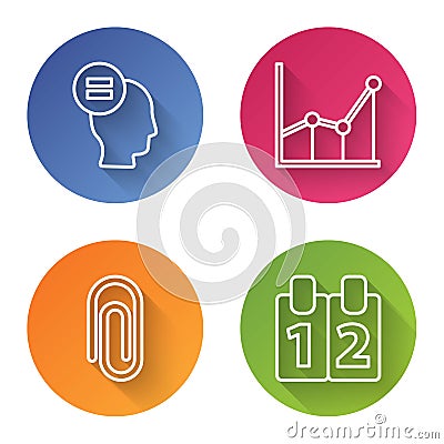 Set line Test or exam sheet, Sigma symbol, Book with word mathematics and Mathematics function cosine. Color circle Vector Illustration