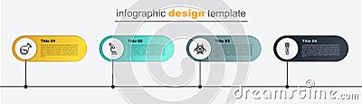 Set line Test tube and flask, Biohazard symbol, Microscope and . Business infographic template. Vector Vector Illustration