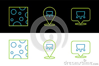 Set line Udder, Cheese and icon. Vector Vector Illustration