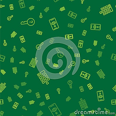 Set line Undefined key, Password protection and Eye scan on seamless pattern. Vector Vector Illustration