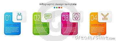Set line Undershirt, Rap music, Rapper and chain. Business infographic template. Vector Vector Illustration