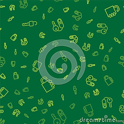 Set line Unlocked key, Safe combination and House with on seamless pattern. Vector Stock Photo