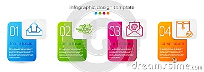 Set line Upload inbox, Mail and e-mail, Mail and e-mail and Envelope and check mark. Business infographic template Vector Illustration