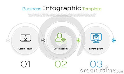 Set line Video chat conference, Freelancer and Online working. Business infographic template. Vector Vector Illustration