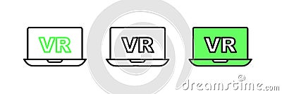 Set line Virtual reality icon isolated on white background. Futuristic VR head-up display design. Vector Stock Photo