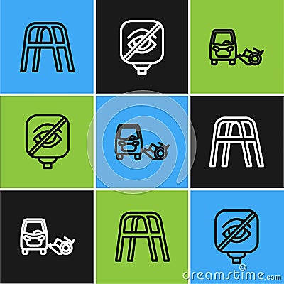 Set line Walker, Disabled car and Blindness icon. Vector Vector Illustration