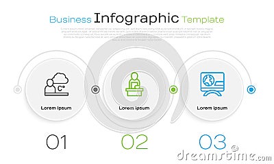 Set line Weather forecast, Breaking news and . Business infographic template. Vector Vector Illustration