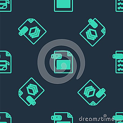 Set line XLS file document, PSD and M3U on seamless pattern. Vector Vector Illustration