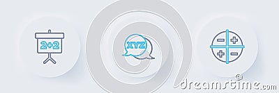 Set line XYZ Coordinate system, and Chalkboard icon. Vector Vector Illustration