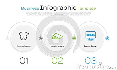 Set line Yogurt container, Cheese and Lettering milk. Business infographic template. Vector Vector Illustration