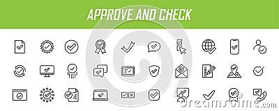 Set of linear approve icons. Check icons in simple design. Vector illustration Vector Illustration