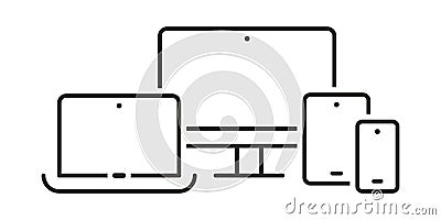 Set of linear device icons. Vector outline devices Vector Illustration