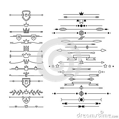 Set of linear empty, flat headers. Vector Illustration