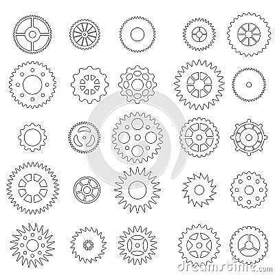 Set of linear gears Vector Illustration