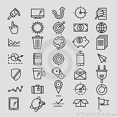 Set of linear hand drawn icons. concept business Vector Illustration