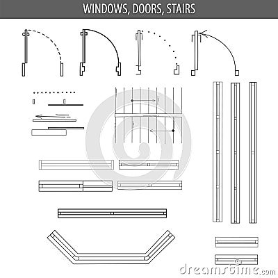 Set of linear icons for Interior top view plans Vector Illustration