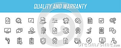 Set of linear quality icons. Guarantee icons in simple design. Vector illustration Vector Illustration