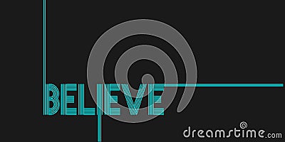 Set of linear Vector typography phrase Believer text isolated circle in gold color with black background. Can be use for religious Vector Illustration