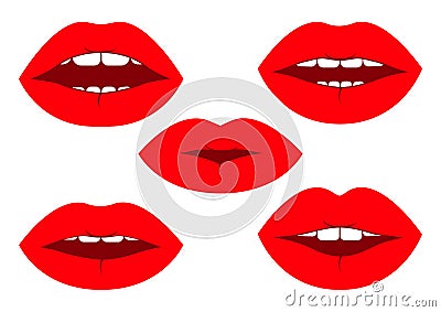 Set of lips. Vector illustration Cartoon Illustration