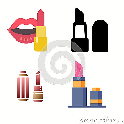 set of lipstick icons on white background Stock Photo