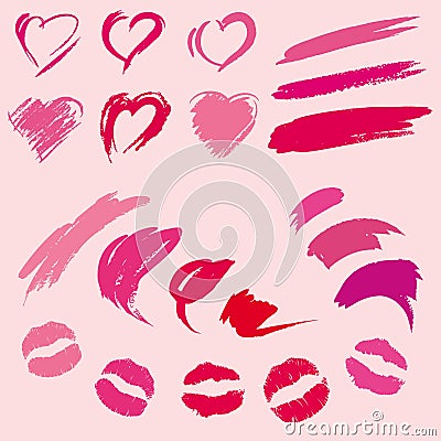 Set of lipstick prints Vector Illustration