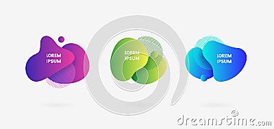 Set of liquid color abstract dynamic geometric shape background modern design. Fluid bubble gradient for creative social media Vector Illustration