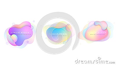 Set of liquid elements pastel colors. Fluid colorful shapes. Vector Illustration