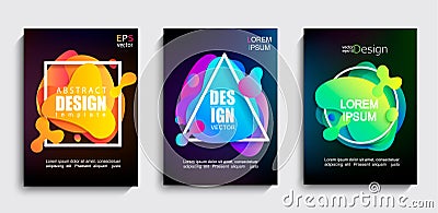 Set of 3 liquid gradient color geometric shapes. Vector Illustration